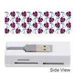 Flamingo Leaf Patttern Blue Memory Card Reader (Stick) Front