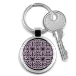 Ornamental Pink Black Key Chains (Round)  Front