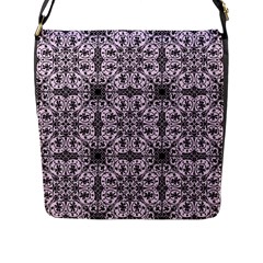 Ornamental Pink Black Flap Closure Messenger Bag (l) by snowwhitegirl