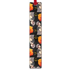 Girl With Roses And Anchors Black Large Book Marks by snowwhitegirl