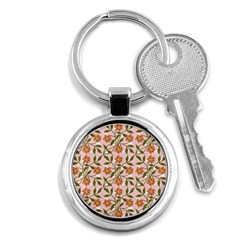 Pink Dot Floral Key Chains (round)  by snowwhitegirl