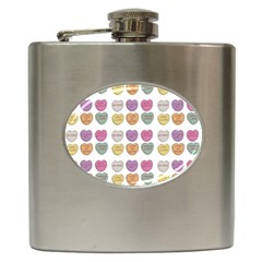 Valentine Hearts White Hip Flask (6 Oz) by snowwhitegirl