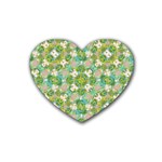 Vintage Floral Print Collage Pattern Rubber Coaster (Heart)  Front