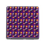 Halloween Skeleton Pumpkin Pattern Purple Memory Card Reader (Square 5 Slot) Front