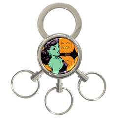 Zombie Retro Girl Black 3-ring Key Chains by snowwhitegirl