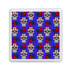 Skull Pattern Blue Memory Card Reader (square) by snowwhitegirl