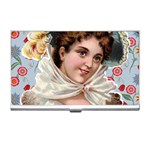 Victorian Lady Blue Floral Business Card Holder Front