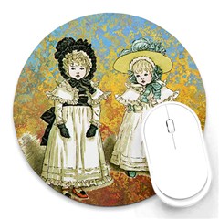 Little Victorian Girls Round Mousepads by snowwhitegirl