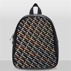 Rattan Wood Background Pattern School Bag (small) by Simbadda