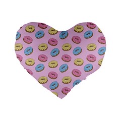 Donuts Pattern Standard 16  Premium Heart Shape Cushions by Valentinaart