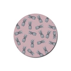 Pineapple Pattern Rubber Round Coaster (4 Pack)  by Valentinaart