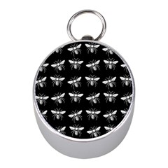 Pop Art  Bee Pattern Mini Silver Compasses by Valentinaart