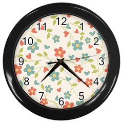 Flowers Pattern Wall Clock (black) by Hansue