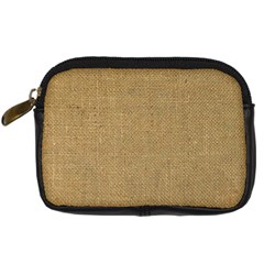 Burlap Coffee Sack Grunge Knit Look Digital Camera Leather Case by dressshop