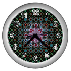 Digital Art Background Colors Wall Clock (silver) by Sapixe