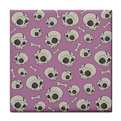 Halloween Skull Pattern Tile Coasters by Valentinaart