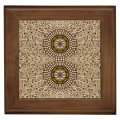 Moon Shine Over The Wood In The Night Of Glimmering Pearl Stars Framed Tiles by pepitasart