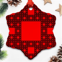 Red Sierpinski Carpet Plane Fractal Snowflake Ornament (two Sides) by Sapixe