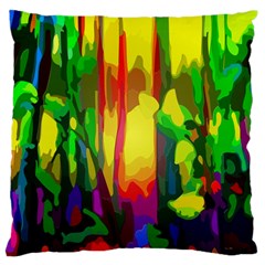 Abstract Vibrant Colour Botany Large Flano Cushion Case (one Side) by Sapixe