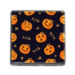 Funny Scary Black Orange Halloween Pumpkins Pattern Memory Card Reader (Square 5 Slot) Front