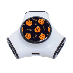 Funny Scary Black Orange Halloween Pumpkins Pattern 3-port Usb Hub by HalloweenParty