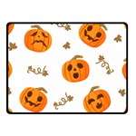 Funny Spooky Halloween Pumpkins Pattern White Orange Fleece Blanket (Small) 50 x40  Blanket Front