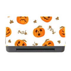 Funny Spooky Halloween Pumpkins Pattern White Orange Memory Card Reader With Cf by HalloweenParty