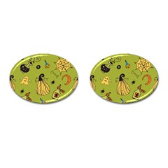 Funny Scary Spooky Halloween Party Design Cufflinks (oval) by HalloweenParty