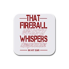 Fireball Whiskey Shirt Solid Letters 2016 Rubber Square Coaster (4 Pack)  by crcustomgifts