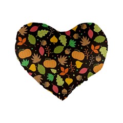 Thanksgiving Pattern Standard 16  Premium Flano Heart Shape Cushions by Valentinaart