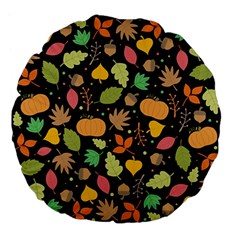 Thanksgiving Pattern Large 18  Premium Flano Round Cushions by Valentinaart