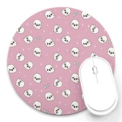 Cute Kawaii Ghost Pattern Round Mousepads by Valentinaart