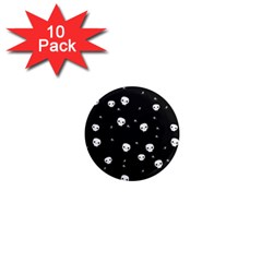 Pattern Skull Stars Halloween Gothic On Black Background 1  Mini Magnet (10 Pack)  by genx