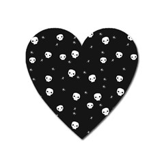 Pattern Skull Stars Halloween Gothic On Black Background Heart Magnet by genx