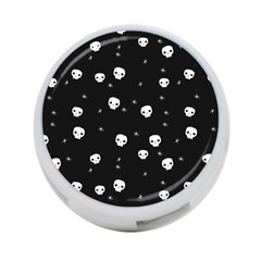 Pattern Skull Stars Halloween Gothic On Black Background 4-port Usb Hub (one Side) by genx