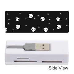 Pattern Skull Stars Halloween Gothic On Black Background Memory Card Reader (stick) by genx