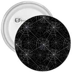 Pattern Spiderweb Halloween Gothic On Black Background 3  Buttons by genx