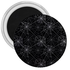 Pattern Spiderweb Halloween Gothic On Black Background 3  Magnets by genx