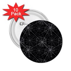 Pattern Spiderweb Halloween Gothic On Black Background 2 25  Buttons (10 Pack)  by genx