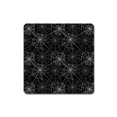 Pattern Spiderweb Halloween Gothic On Black Background Square Magnet by genx