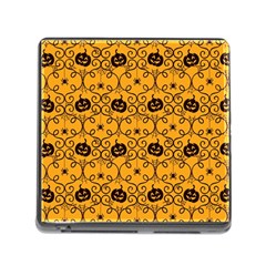 Pattern Pumpkin Spider Vintage Halloween Gothic Orange And Black Memory Card Reader (square 5 Slot) by genx