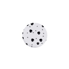 Pattern Skull Stars Handrawn Naive Halloween Gothic Black And White 1  Mini Buttons by genx