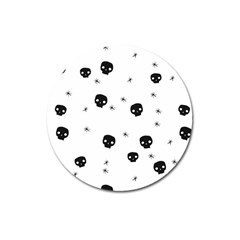 Pattern Skull Stars Handrawn Naive Halloween Gothic Black And White Magnet 3  (round) by genx