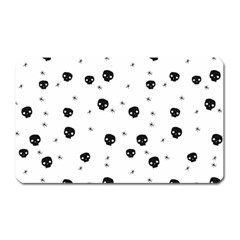 Pattern Skull Stars Handrawn Naive Halloween Gothic Black And White Magnet (rectangular) by genx