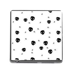 Pattern Skull Stars Handrawn Naive Halloween Gothic Black And White Memory Card Reader (square 5 Slot) by genx