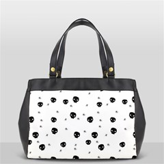 Pattern Skull Stars Handrawn Naive Halloween Gothic Black And White Oversize Office Handbag (2 Sides) by genx