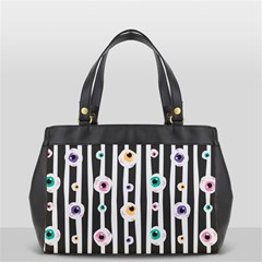 Pattern Eyeball Black And White Naive Stripes Gothic Halloween Oversize Office Handbag (2 Sides) by genx