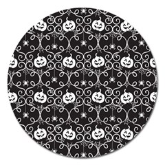 Pattern Pumpkin Spider Vintage Gothic Halloween Black And White Magnet 5  (round) by genx