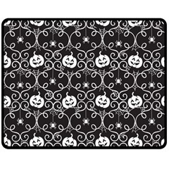 Pattern Pumpkin Spider Vintage Gothic Halloween Black And White Fleece Blanket (medium)  by genx