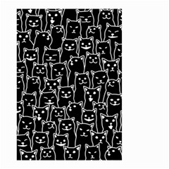 Funny Cat Pattern Organic Style Minimalist On Black Background Small Garden Flag (two Sides) by genx